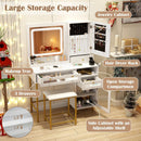Modern Makeup Vanity Desk with Mirror and Lights and Stool Set-White by LJGDeals