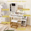 Makeup Vanity Desk Dressing Table and Stool Set with Lighted Mirror-White by LJGDeals