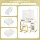 Makeup Vanity Desk Dressing Table and Stool Set with Lighted Mirror-White by LJGDeals