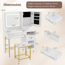 Modern Makeup Vanity Desk with Mirror and Lights and Stool Set-White by LJGDeals