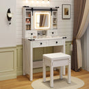 Makeup Vanity Desk with Mirror and Adjustable Storage Shelves-White by LJGDeals