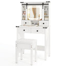 Makeup Vanity Desk with Mirror and Adjustable Storage Shelves-White by LJGDeals