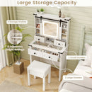 Makeup Vanity Desk with Mirror and Adjustable Storage Shelves-White by LJGDeals
