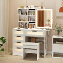 Makeup Vanity Desk with Mirror and Charging Station-White by LJGDeals