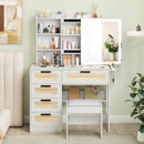 Makeup Vanity Desk with Mirror and Charging Station-White by LJGDeals