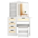 Makeup Vanity Desk with Mirror and Charging Station-White by LJGDeals