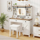 Makeup Vanity Desk with Mirror and 3-Color Dimmable LED Lights-White by LJGDeals