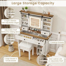 Makeup Vanity Desk with Mirror and 3-Color Dimmable LED Lights-White by LJGDeals
