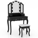 Makeup Vanity Table Set with Lighted Mirror and Drawers