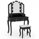 Makeup Vanity Table Set with Lighted Mirror and Drawers by LJGDeals