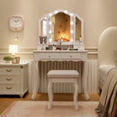 Makeup Vanity Table Set with Lighted Mirror and Drawers by LJGDeals