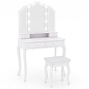 Makeup Vanity Table Set with Lighted Mirror and Drawers
