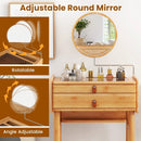 Bamboo Makeup Vanity Table with Mirror with 2 Storage Drawers-Natural by LJGDeals