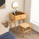 Bamboo Makeup Vanity Table with Mirror with 2 Storage Drawers-Natural by LJGDeals