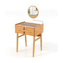 Bamboo Makeup Vanity Table with Mirror with 2 Storage Drawers-Natural by LJGDeals