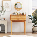 Bamboo Makeup Vanity Table with Mirror with 2 Storage Drawers-Natural by LJGDeals