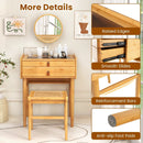 Bamboo Makeup Vanity Table with Mirror with 2 Storage Drawers-Natural by LJGDeals