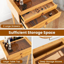 Bamboo Makeup Vanity Table with Mirror with 2 Storage Drawers-Natural by LJGDeals