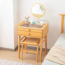 Bamboo Makeup Vanity Table with Stool and Rotating Mirror by LJGDeals