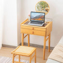 Bamboo Makeup Vanity Table with Stool and Rotating Mirror by LJGDeals