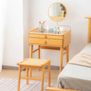 Bamboo Makeup Vanity Table with Stool and Rotating Mirror by LJGDeals