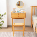 Bamboo Makeup Vanity Table with Stool and Rotating Mirror by LJGDeals