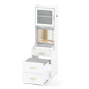 Makeup Vanity with Power Outlets and Flip-top Mirror and Storage Stool-White by LJGDeals