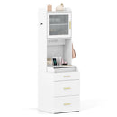 Makeup Vanity with Power Outlets and Flip-top Mirror and Storage Stool-White by LJGDeals