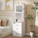 Makeup Vanity with Power Outlets and Flip-top Mirror and Storage Stool-White by LJGDeals