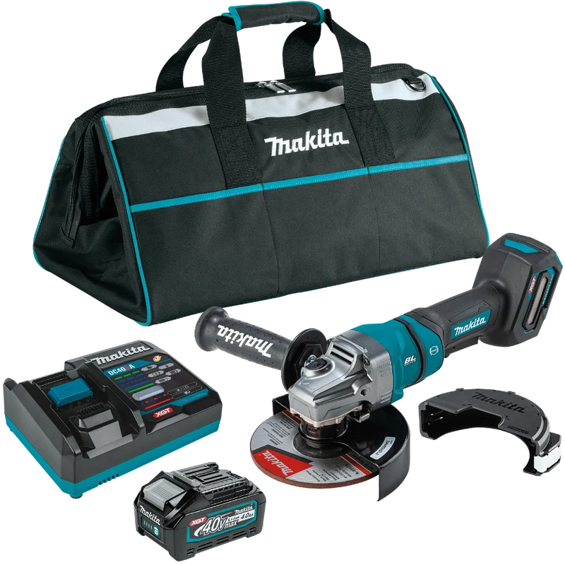 Makita GAG14M1 40V max XGT® Brushless Cordless 4‑1/2” / 6" Paddle Switch Angle Grinder Kit, with Electric Brake (4.0Ah)