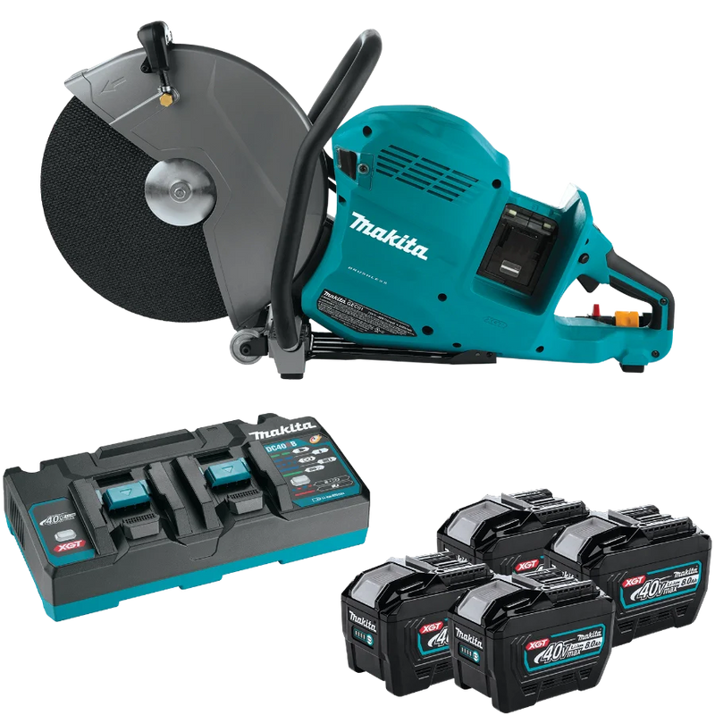 Makita GEC01PL4 80V max (40V max X2) XGT® Brushless 14" Power Cutter Kit with 4 Batteries, AFT®, Electric Brake (8.0Ah)