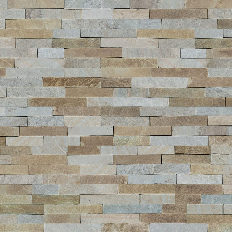 Malibu honey ledger panel 6x24 natural quartzite wall tile LPNLQMALHON624 product shot top view