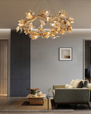 Maple Leaf Brass Chandelier