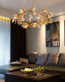 Maple Leaf Brass Chandelier
