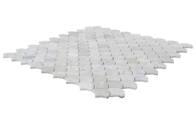 Palia White Dolomite Mosaic Tile Laguna Pattern on 12" x 12" Mesh - Polished