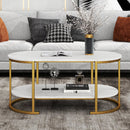 Marble Coffee Table with Open Storage Shelf by LJGDeals