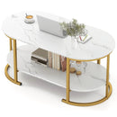 Marble Coffee Table with Open Storage Shelf by LJGDeals