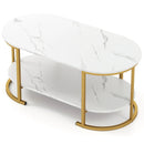 Marble Coffee Table with Open Storage Shelf by LJGDeals
