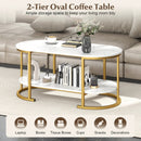 Marble Coffee Table with Open Storage Shelf by LJGDeals