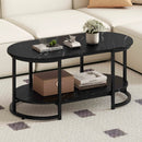 Marble Coffee Table with Open Storage Shelf by LJGDeals