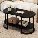 Marble Coffee Table with Open Storage Shelf by LJGDeals