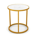 Marble Top Round Side Table 16-Inch End Table with Golden Metal Frame by DirectDeals