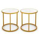 Marble Top Round Side Table 16-Inch End Table with Golden Metal Frame by DirectDeals