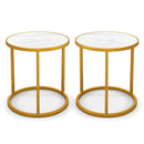 Marble Top Round Side Table 16-Inch End Table with Golden Metal Frame by LJGDeals