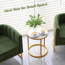 Marble Top Round Side Table 16-Inch End Table with Golden Metal Frame by DirectDeals