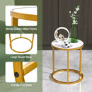 Marble Top Round Side Table 16-Inch End Table with Golden Metal Frame by LJGDeals