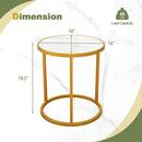 Marble Top Round Side Table 16-Inch End Table with Golden Metal Frame by DirectDeals