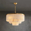 Rectangular Alabaster Tiered Round Chandelier