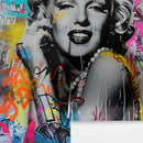 Marilyn Monroe Wallpaper Mural. Graffiti Art Mural. Colorful Pop Art.