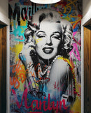 Marilyn Monroe Wallpaper Mural. Graffiti Art Mural. Colorful Pop Art.